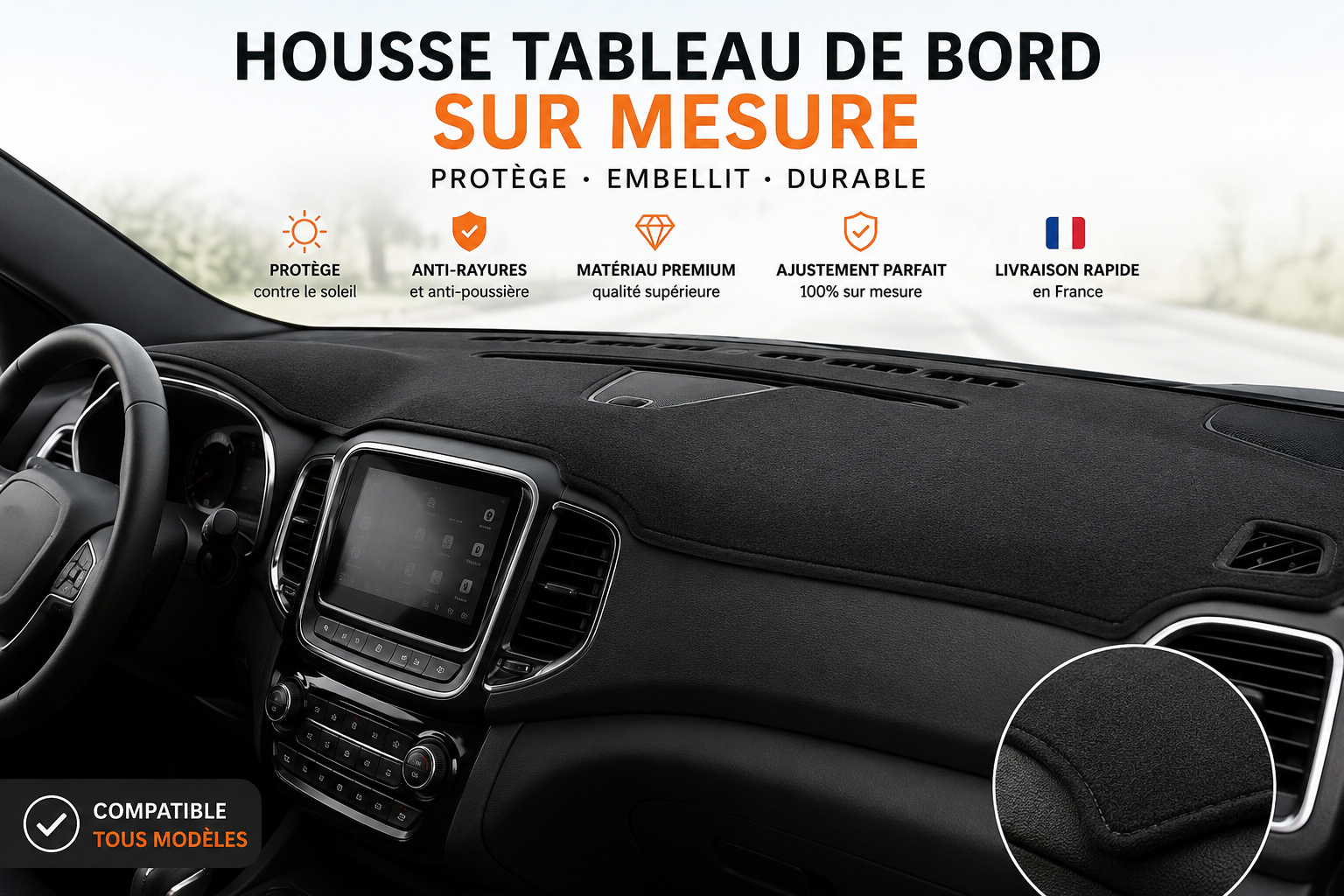Housse de Tableau de Bord Sur Mesure – Tous Modèles